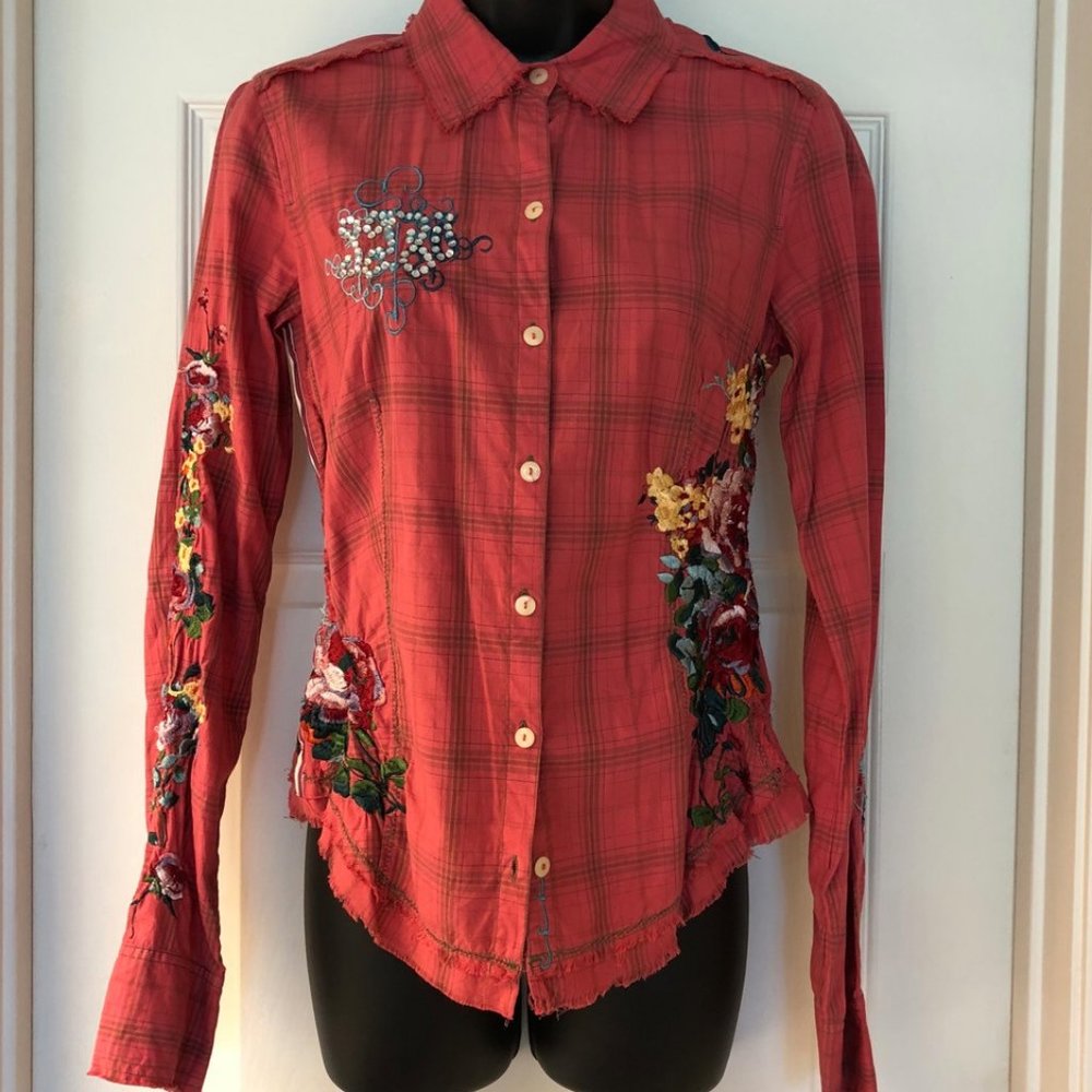 Johnny Was - 3J Workshop “Fairy Tales” Embellished Embroidered Button Shirt S
